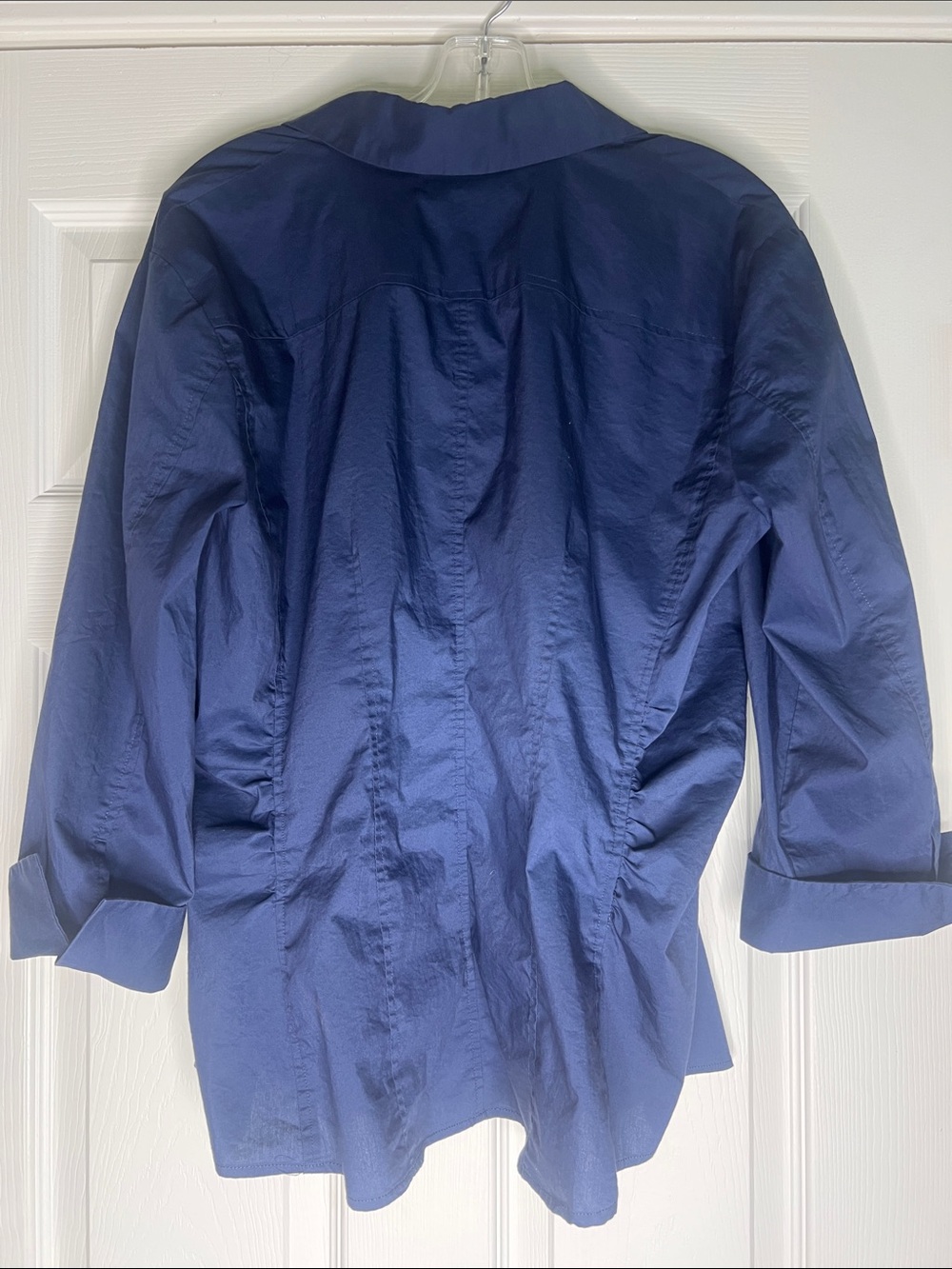 New York & Company Navy Button-Front Women's Blouse - Picture 5 of 8
